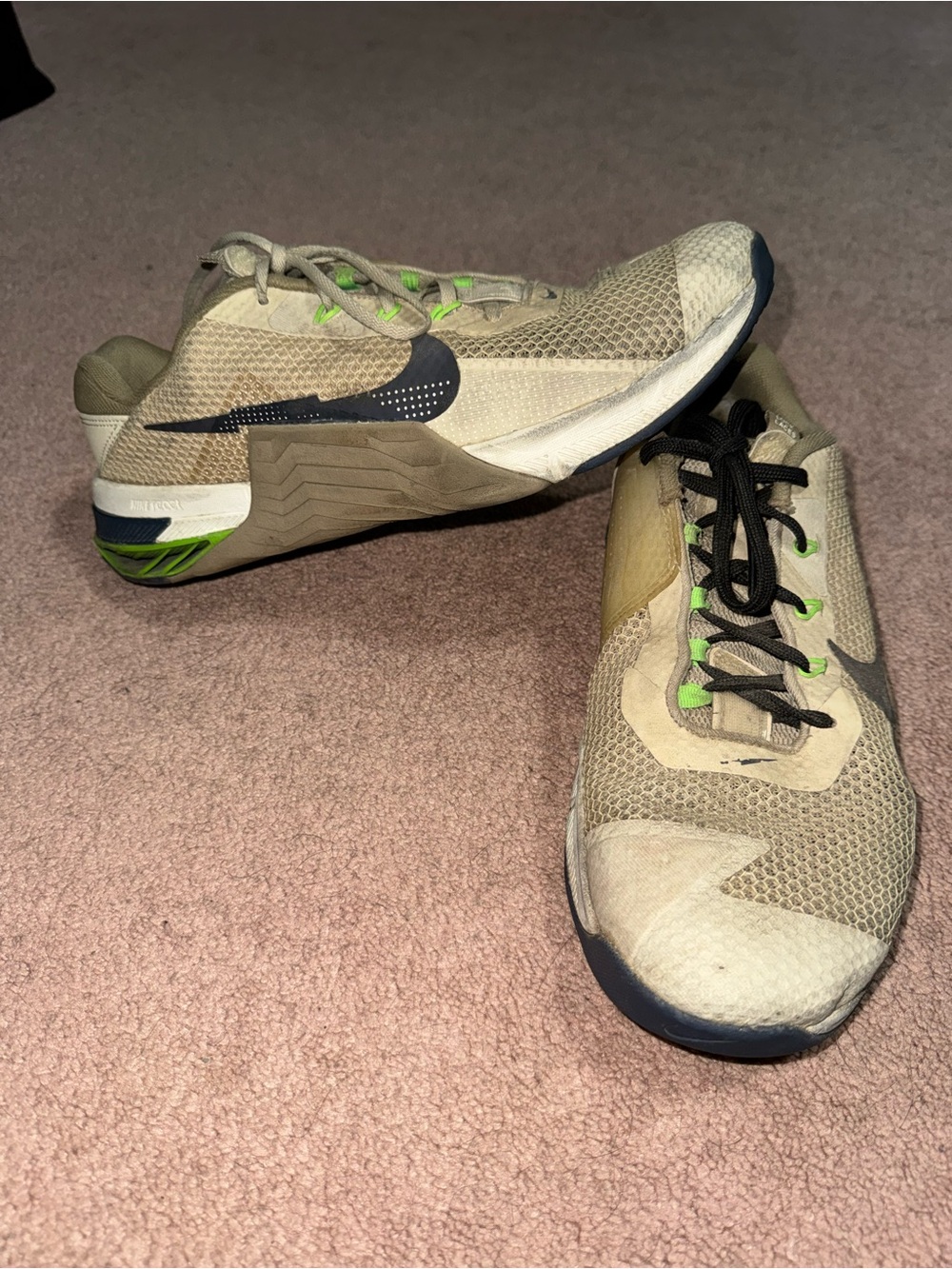 Nike Men’s Training Sneakers - Beige with Black & Green Accents
